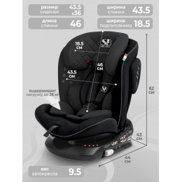 Автокресло группа 0123 (0-36) Sweet Baby Crosstour HB636 360 SPS Isofix Black