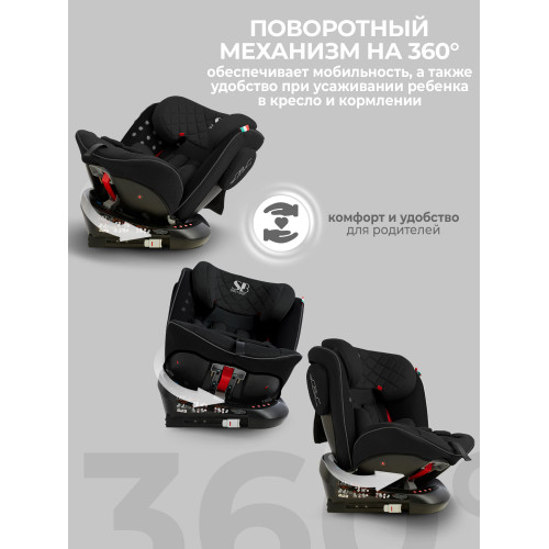 Автокресло группа 0123 (0-36) Sweet Baby Crosstour HB636 360 SPS Isofix Black