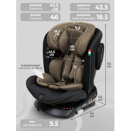 Автокресло группа 0123 (0-36) Sweet Baby Crosstour HB636 360 SPS Isofix Beige