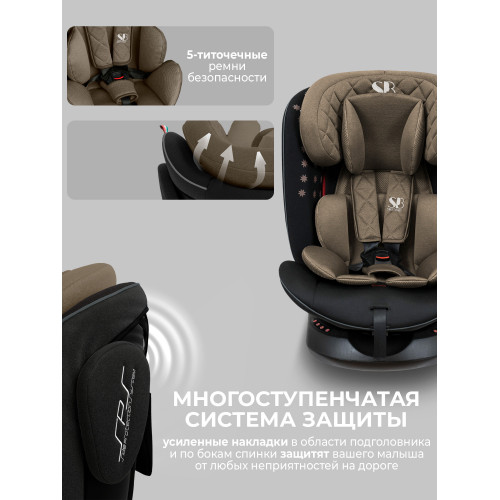 Автокресло группа 0123 (0-36) Sweet Baby Crosstour HB636 360 SPS Isofix Beige