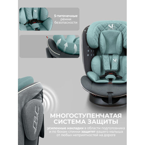 Автокресло группа 0123 (0-36) Sweet Baby Crosstour HB636 360 SPS Isofix Grey/Turquoise