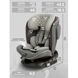Автокресло группа 0123 (0-36) Sweet Baby Crosstour HB636 360 SPS Isofix Grey
