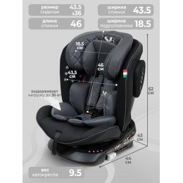 Автокресло группа 0123 (0-36) Sweet Baby Crosstour HB636 360 SPS Isofix Grey/Black