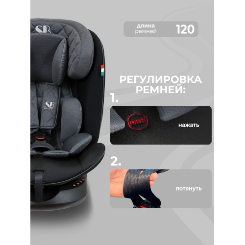 Автокресло группа 0123 (0-36) Sweet Baby Crosstour HB636 360 SPS Isofix Grey/Black