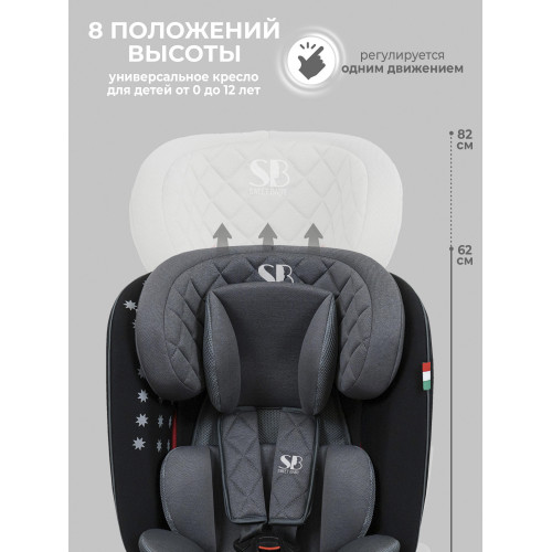 Автокресло группа 0123 (0-36) Sweet Baby Crosstour HB636 360 SPS Isofix Grey/Black