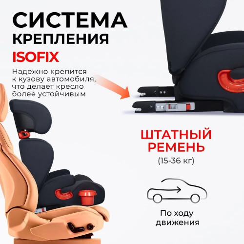 Автокресло Farfello YKO-969 ISOFIX 15-36 кг Grey/серое