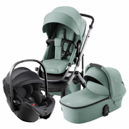 Коляска 3 в 1 Britax Roemer Smile 5Z, Jade Green (Зеленый) + Автокресло Britax Roemer Baby-Safe Pro (0-13 кг), Space Black (Черный)