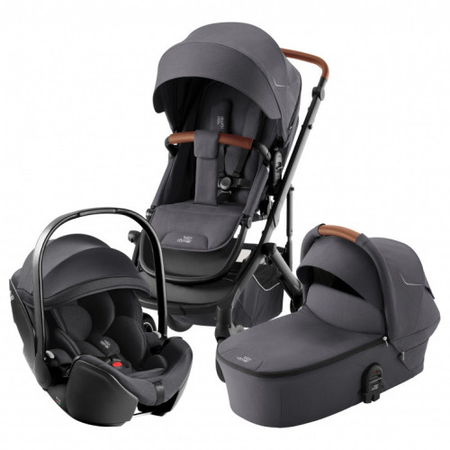 Коляска 3 в 1 Britax Roemer Smile 5Z, Midnight Grey (Темно-серый) + Автокресло Britax Roemer Baby-Safe Pro (0-13 кг), Space Black (Черный)