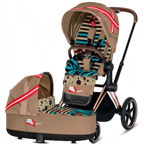 Коляска 2 в 1 Cybex Priam III KK One Love шасси Rose Gold, KK One Love (Коричневый с рисунком)
