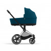 Коляска 3 в 1 Cybex Priam IV шасси Matt Black + Автокресло Cybex Cloud Z2 i-Size, Mountain Blue (Синий)