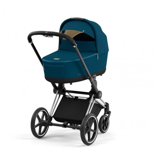 Коляска 3 в 1 Cybex Priam IV шасси Matt Black + Автокресло Cybex Cloud Z2 i-Size, Mountain Blue (Синий)