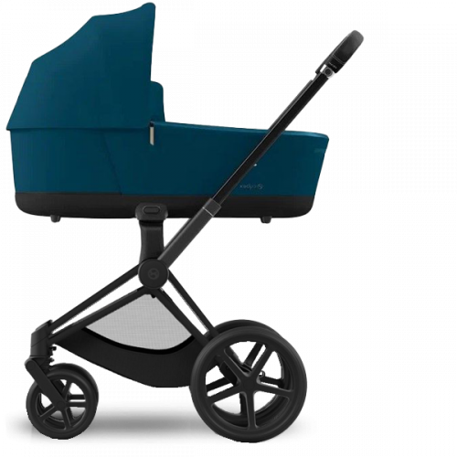 Коляска 3 в 1 Cybex Priam IV шасси Matt Black + Автокресло Cybex Cloud Z2 i-Size, Mountain Blue (Синий)
