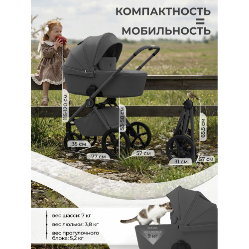Коляска 2в1 SBL Elegante Pro Dark Grey
