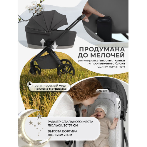 Коляска 2в1 SBL Elegante Pro Dark Grey