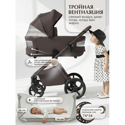 Коляска 2в1 SBL Elegante Therma (Colore) Chocolate Brown
