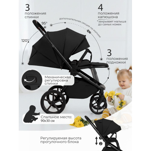 Коляска 2в1 SBL Orso Black