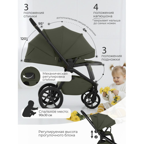 Коляска 2в1 SBL Orso Dark Green