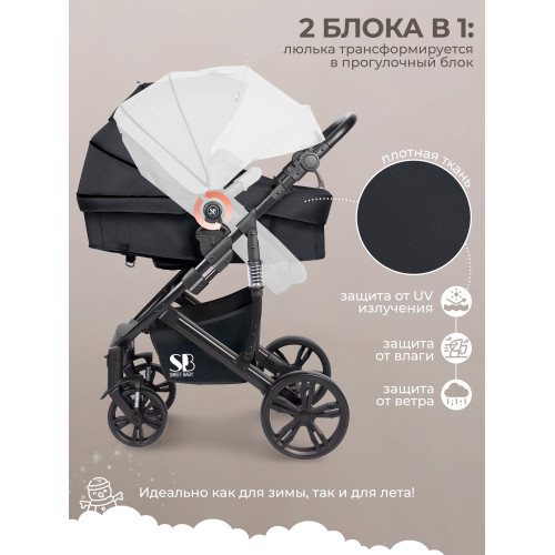 Коляска-трансформер 2в1 Sweet Baby Comfort Black Black