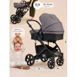 Коляска-трансформер 3в1 Sweet Baby Comfort Black Grey
