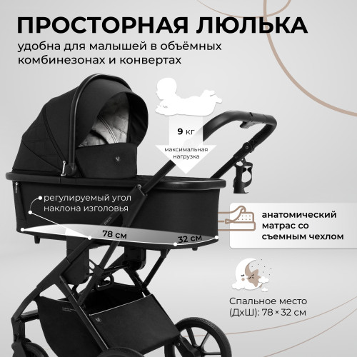 Коляска 2в1 Sweet Baby Porto Black
