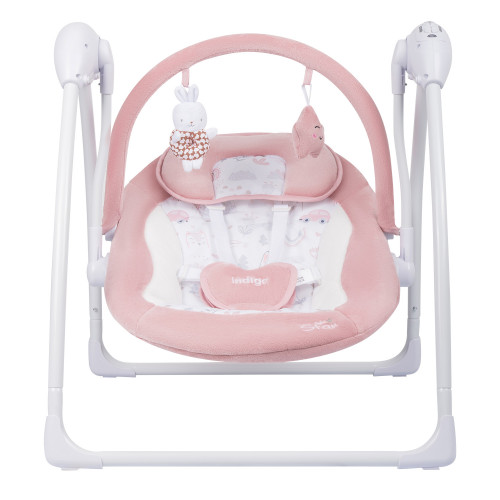 Электронные качели STAR light (0-9 кг), с USB пров., п/у, 15 мел., 5 скоростей, москитка(упак.4 шт.) (розовый)