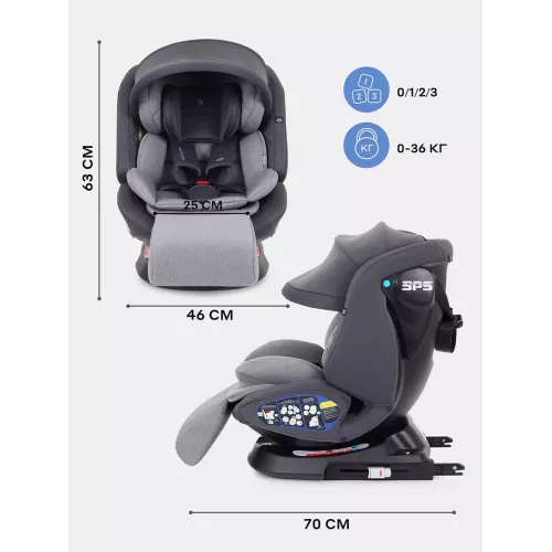 Автокресло Rant Nitro Plus isofix группа 0/1/2/3 (0-36 кг) Grey