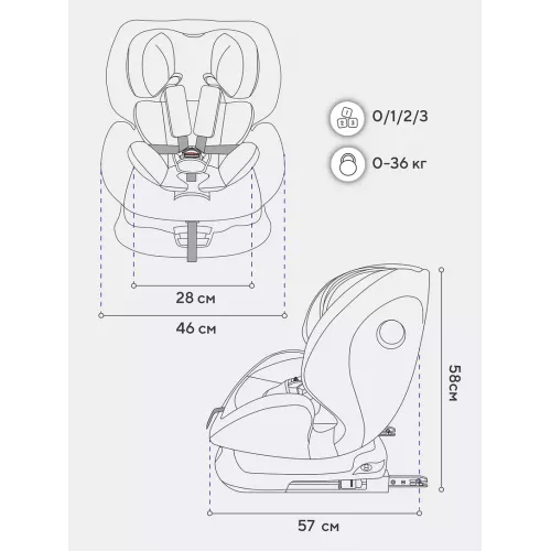 Автокресло Rant Nitro new isofix группа 0/1/2/3 (0-36 кг) Beige