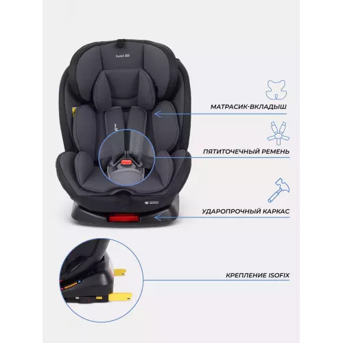 Автокресло Rant Basic Twist Pro Isofix 0/1/2/3 (0-36 кг) Grey