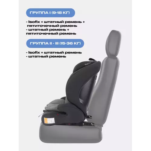 Автокресло Rant Basic Apex isofix 1-2-3 (9-36 кг) Grey