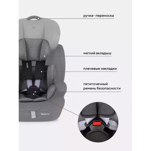 Автокресло Rant Basic Spark 1/2/3 (9-36 кг) Grey