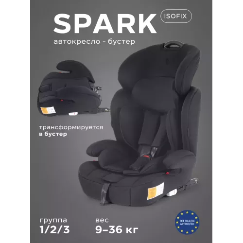 Автокресло Rant Basic Spark Next Isofix группа 1/2/3 (9-36 кг) Black
