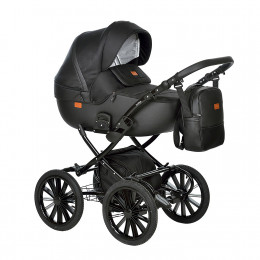Коляска PORTO Classic 14" (Indigo) (Po 08 (черная кожа+черный узор))