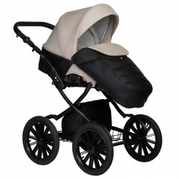 Коляска MIO ECO 2в1 Plus 14" (Indigo) (04 (черная кожа+св.бежевая кожа))