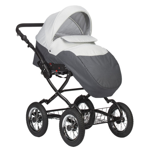 Коляска CHARLOTTE Sity Classic 12" (Indigo) (Cs 05 (т.серый+св.серый))