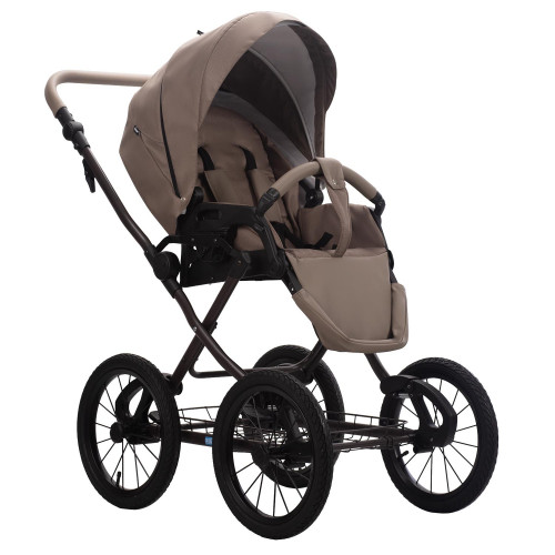 Коляска MORENO SL NEW 2в1 (AroTeam) (12 (т.бежевый+т.бежевая кожа) коричневая рама)