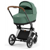 Коляска для новорожденных Cybex Priam IV Chrome Brown Leaf Green