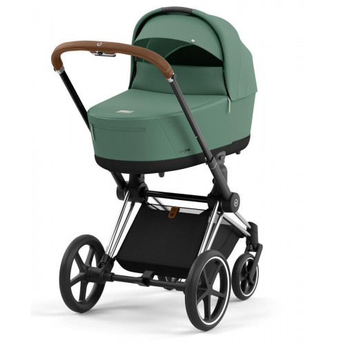 Коляска для новорожденных Cybex Priam IV Chrome Brown Leaf Green