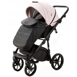 Детская коляска Adamex Nola Deluxe 2 в 1 N-SD102 (РОЗОВ.ПУДРА КОЖА + ЧЕРН.КОЖА)