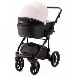 Детская коляска Adamex Nola Deluxe 2 в 1 N-SD102 (РОЗОВ.ПУДРА КОЖА + ЧЕРН.КОЖА)