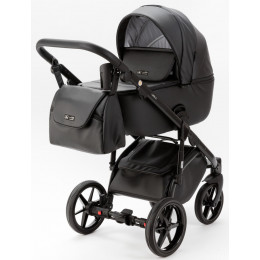 Детская коляска Adamex Nola Deluxe 2 в 1 N-SA02 (ЧЕРНАЯ КОЖА)