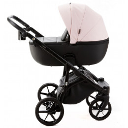 Детская коляска Adamex Nola Deluxe 2 в 1 N-SD102 (РОЗОВ.ПУДРА КОЖА + ЧЕРН.КОЖА)