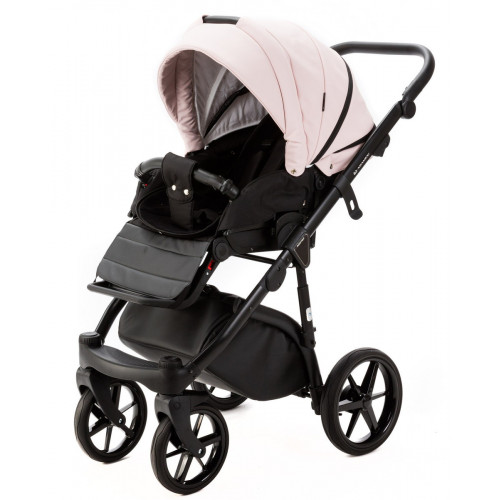 Детская коляска Adamex Nola Deluxe 2 в 1 N-SD102 (РОЗОВ.ПУДРА КОЖА + ЧЕРН.КОЖА)