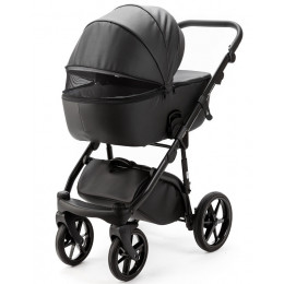 Детская коляска Adamex Nola Deluxe 2 в 1 N-SA02 (ЧЕРНАЯ КОЖА)