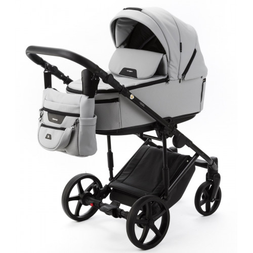 Детская коляска Adamex Zico Deluxe New 2 в 1 ZN-SA03 СВЕТЛО-СЕРАЯ КОЖА