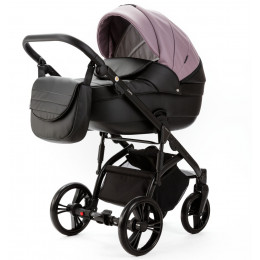 Детская коляска Adamex Lanti Deluxe 2 в 1 LN-SD106 (СИРЕНЕВ.КОЖА + ЧЕРН. КОЖА)