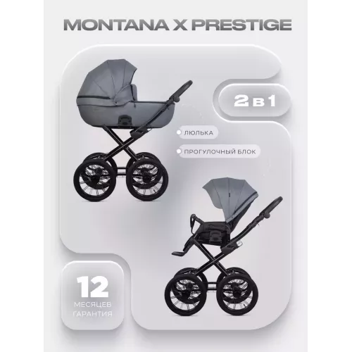 Коляска 2 в 1 Riko Basic Montana X Prestige 52 Grey