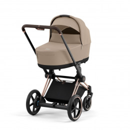 Купить коляску 2в1 Cybex e-Priam, в цвете Cozy Beige (шасси Rose Gold)