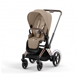 Купить коляску 2в1 Cybex e-Priam, в цвете Cozy Beige (шасси Rose Gold)