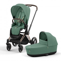 Купить коляску 2в1 Cybex Priam IV, в цвете Leaf Green (шасси Rose Gold)