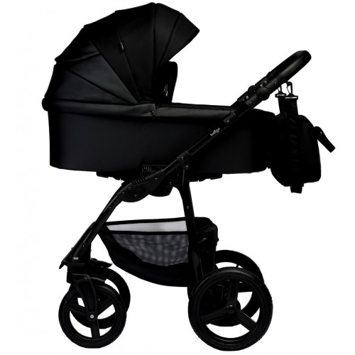 Детская коляска Indigo Impulse Eco 2 в 1 Ie08 черная кожа/черный